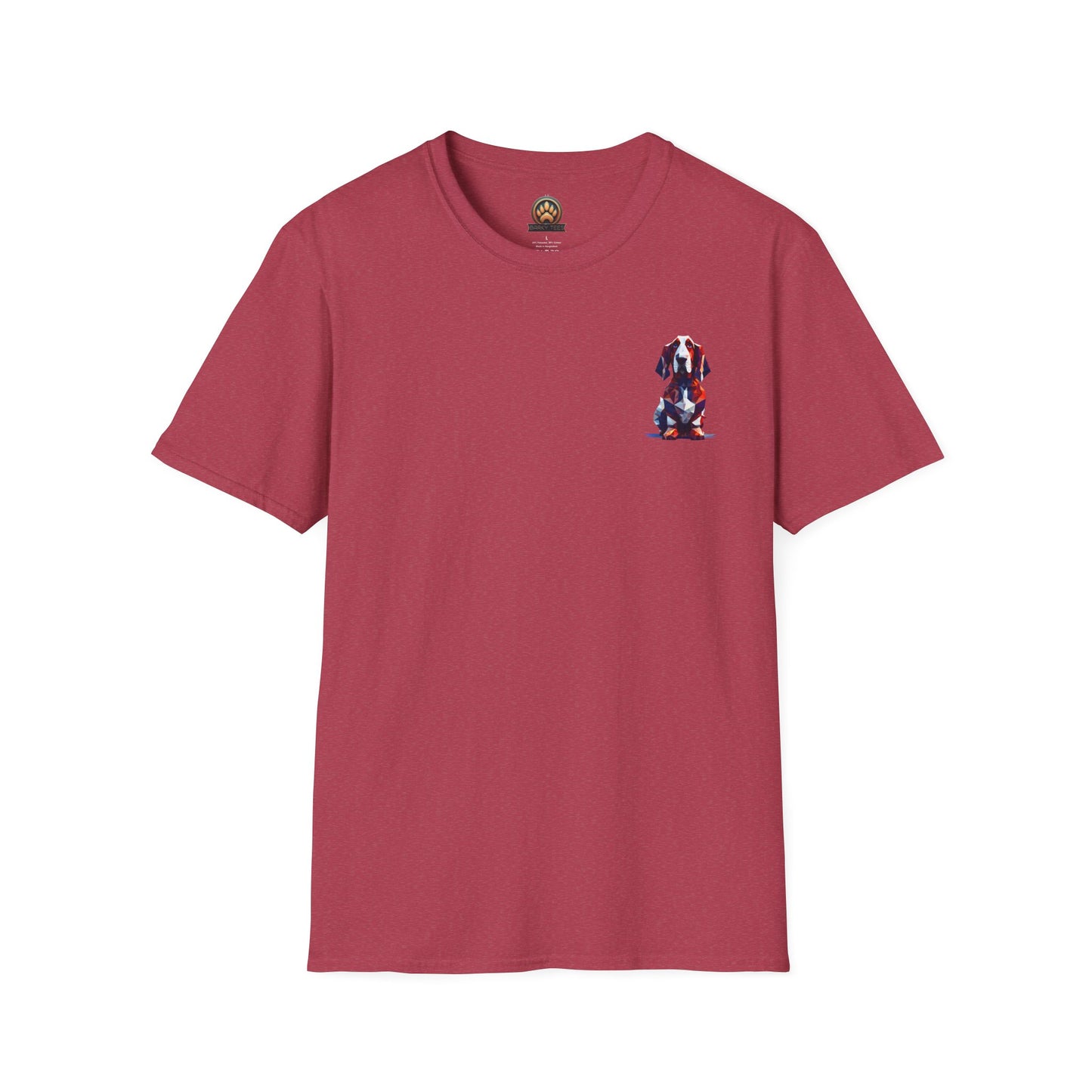 Polygon Style Pop Art Basset Hound T-Shirt - Pocket & Large Back Print