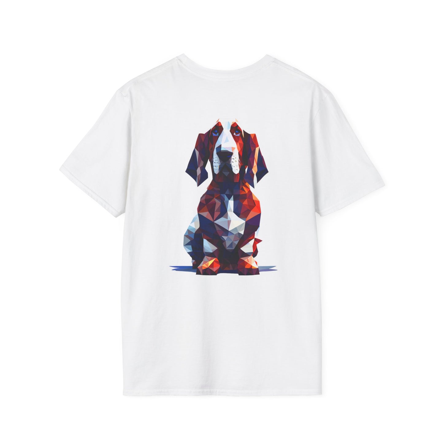 Polygon Style Pop Art Basset Hound T-Shirt - Pocket & Large Back Print