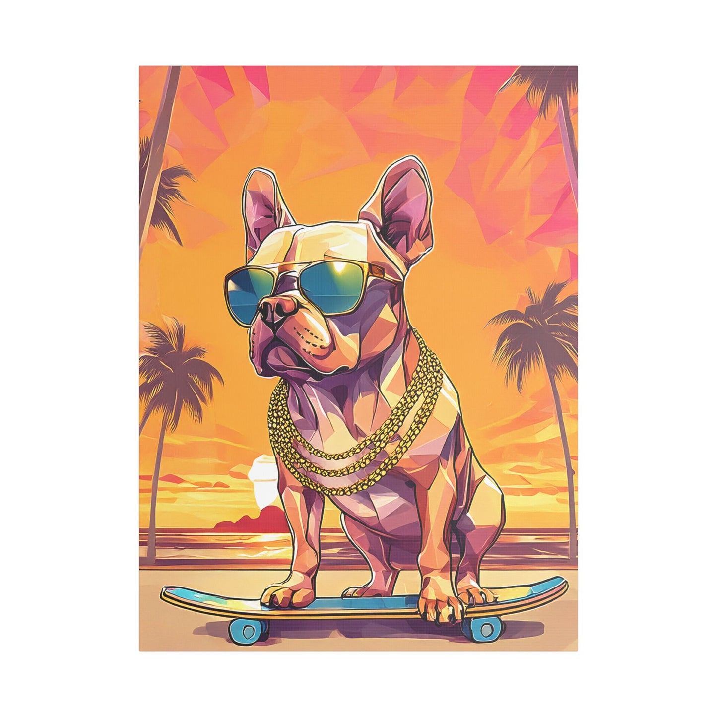 Polygon Style French Bull Dog Skater Canvas