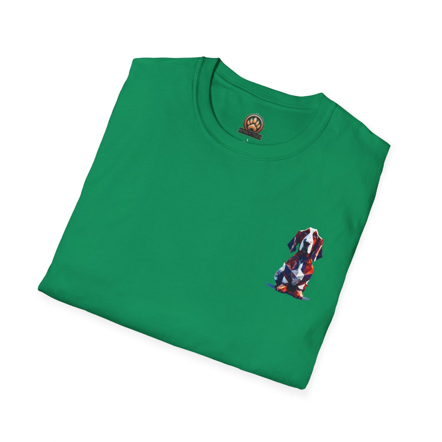 Polygon Style Pop Art Basset Hound T-Shirt - Pocket & Large Back Print