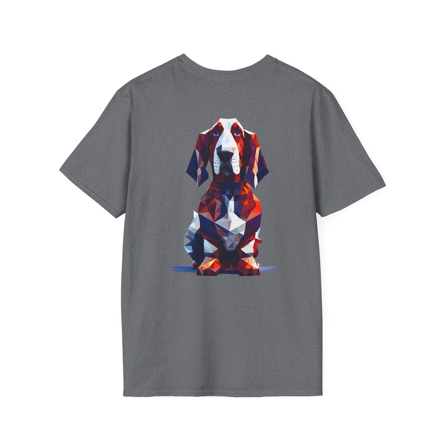 Polygon Style Pop Art Basset Hound T-Shirt - Pocket & Large Back Print