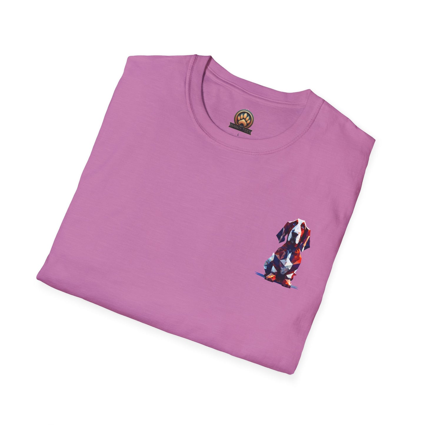 Polygon Style Pop Art Basset Hound T-Shirt - Pocket & Large Back Print