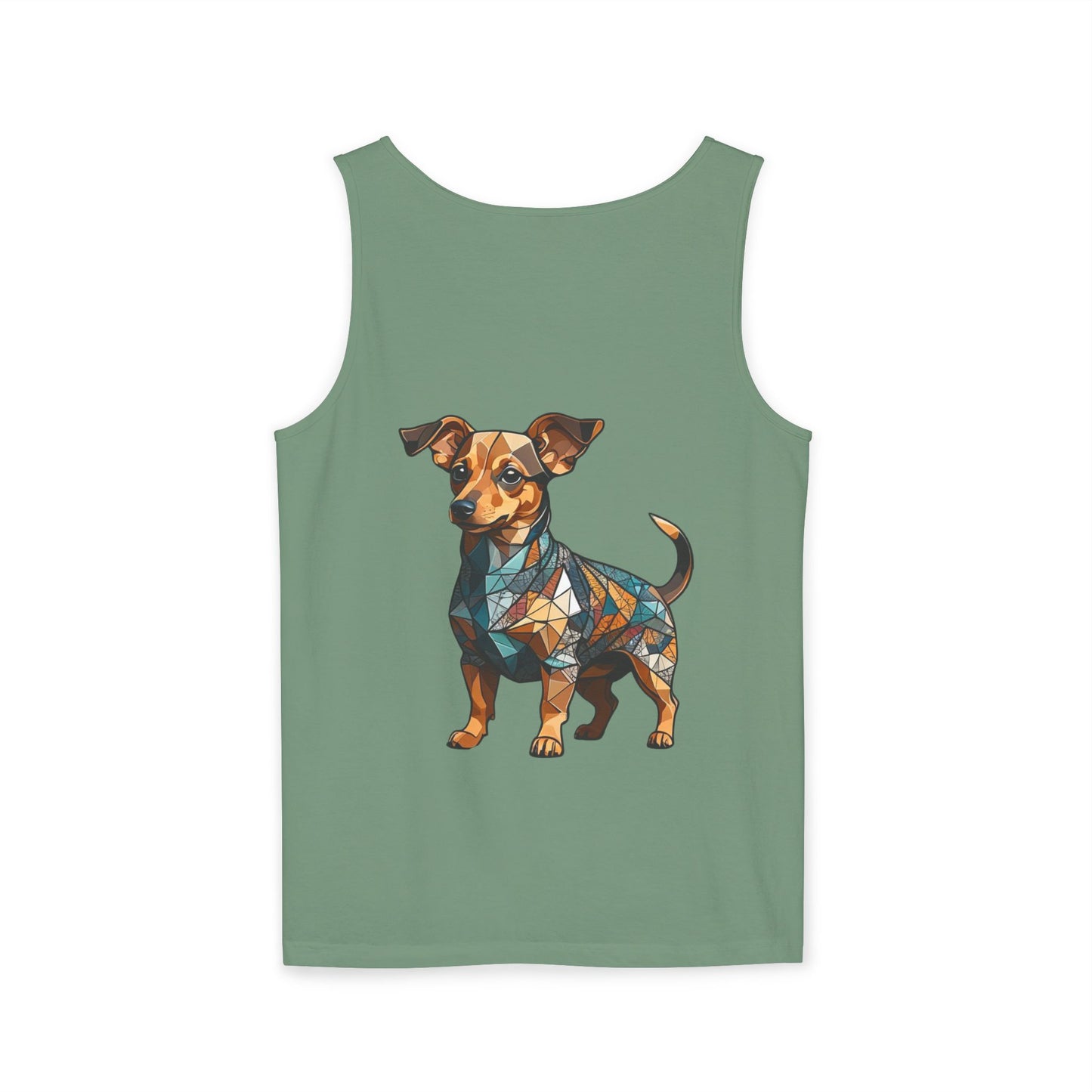 Polygon Style Pop Art Chiweenie Dog Dyed Tank Top - Pocket & Large Back Print