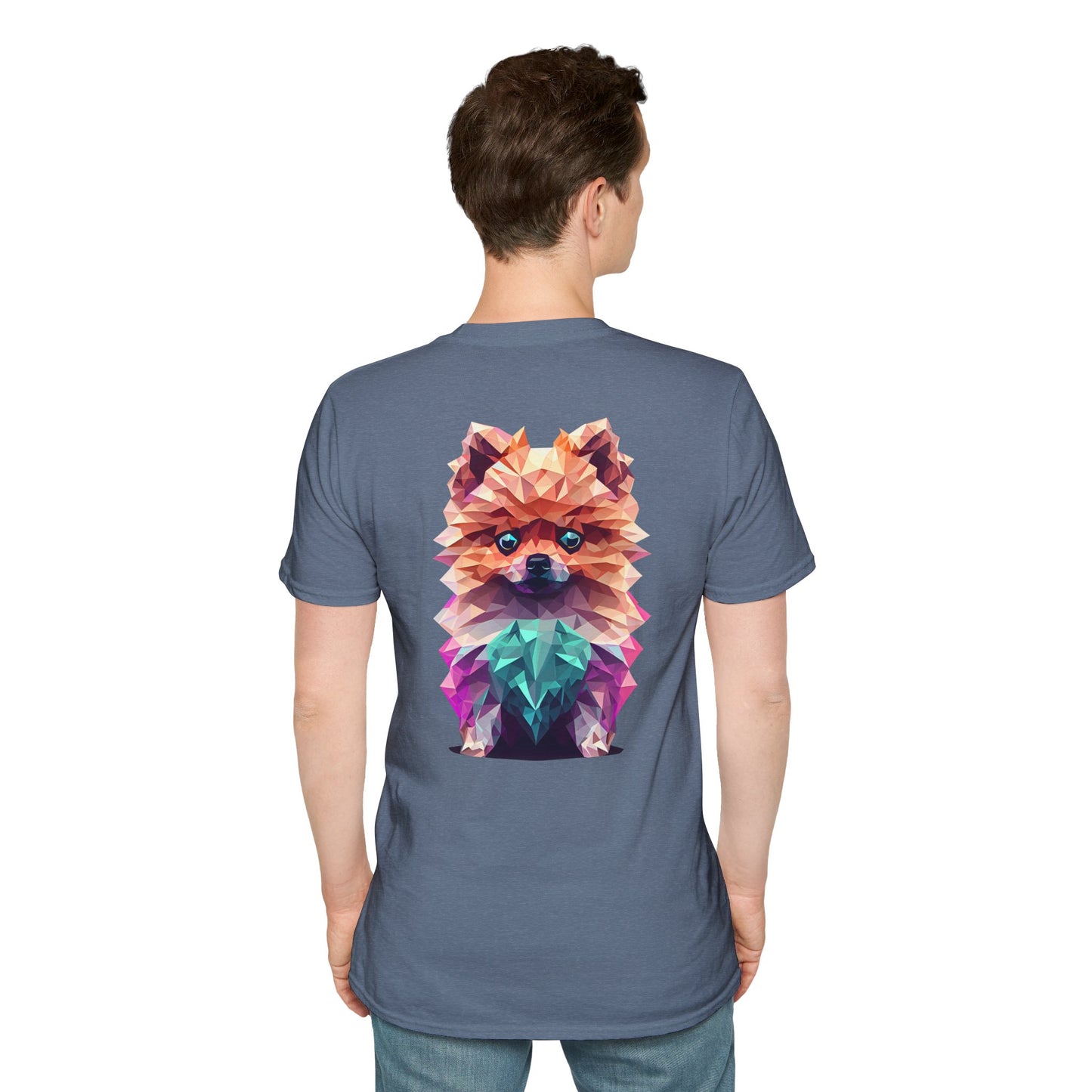 Polygon Pomeranian Dog T-Shirt - Pocket & Large Back Print