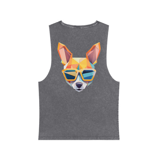 Sunny Chihuahua Stonewash Tank - Pocket & Large Back Print