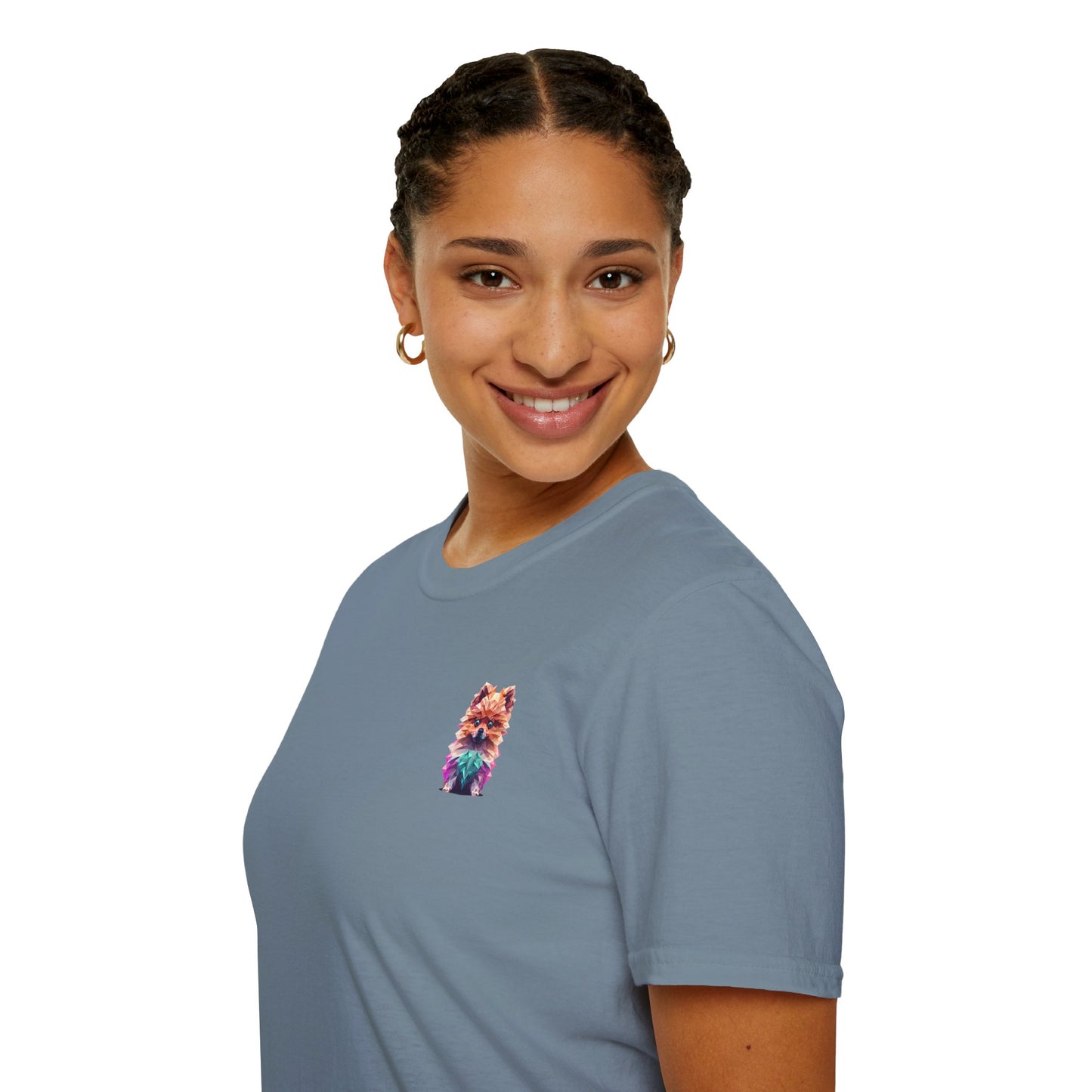 Polygon Pomeranian Dog T-Shirt - Pocket & Large Back Print