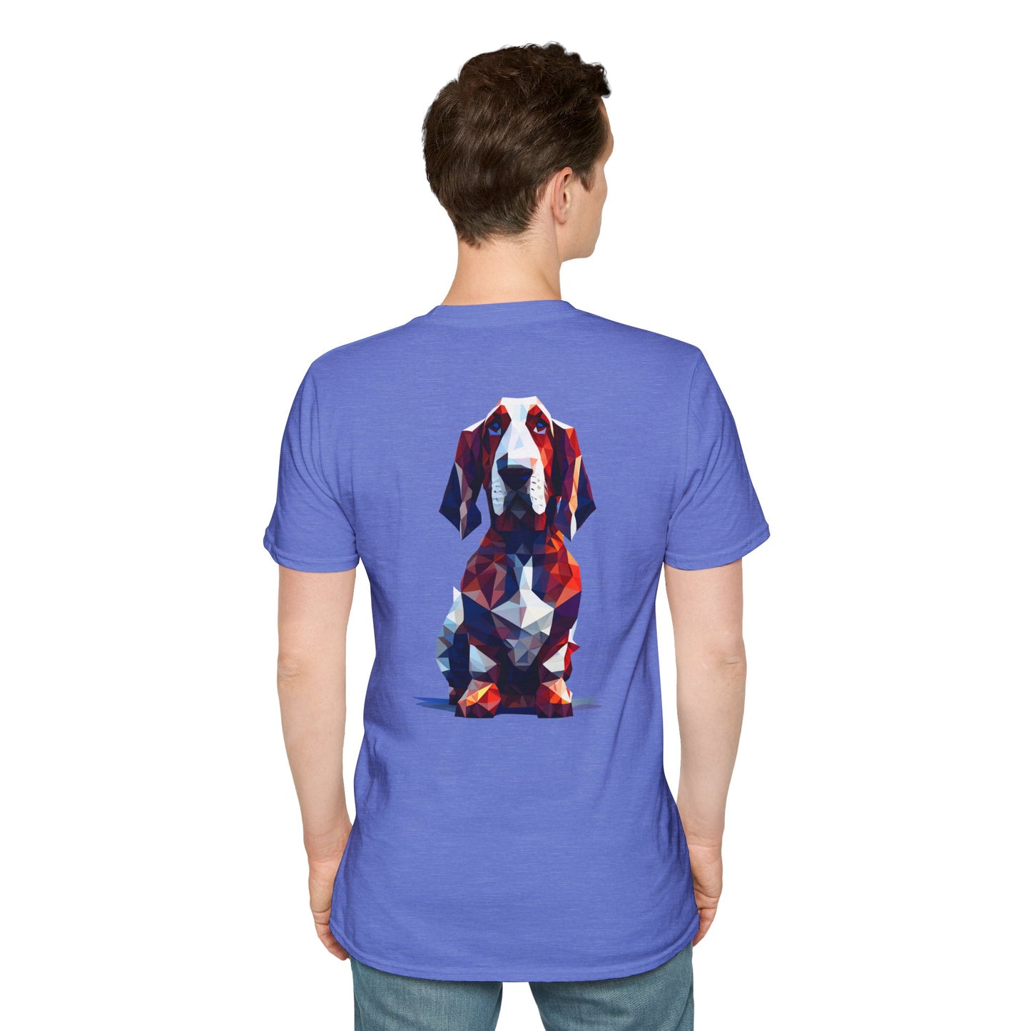 Polygon Style Pop Art Basset Hound T-Shirt - Pocket & Large Back Print