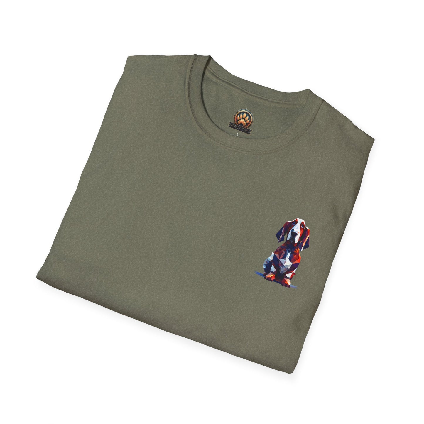 Polygon Style Pop Art Basset Hound T-Shirt - Pocket & Large Back Print