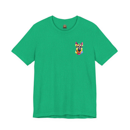 Polygon Style Pop Art German Shepherd Dog T-Shirt - Pocket & Large Back Print