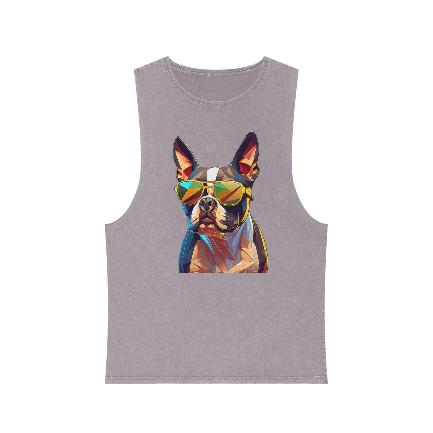 Shady Boston Terrier Stonewash Tank - Large Front Print