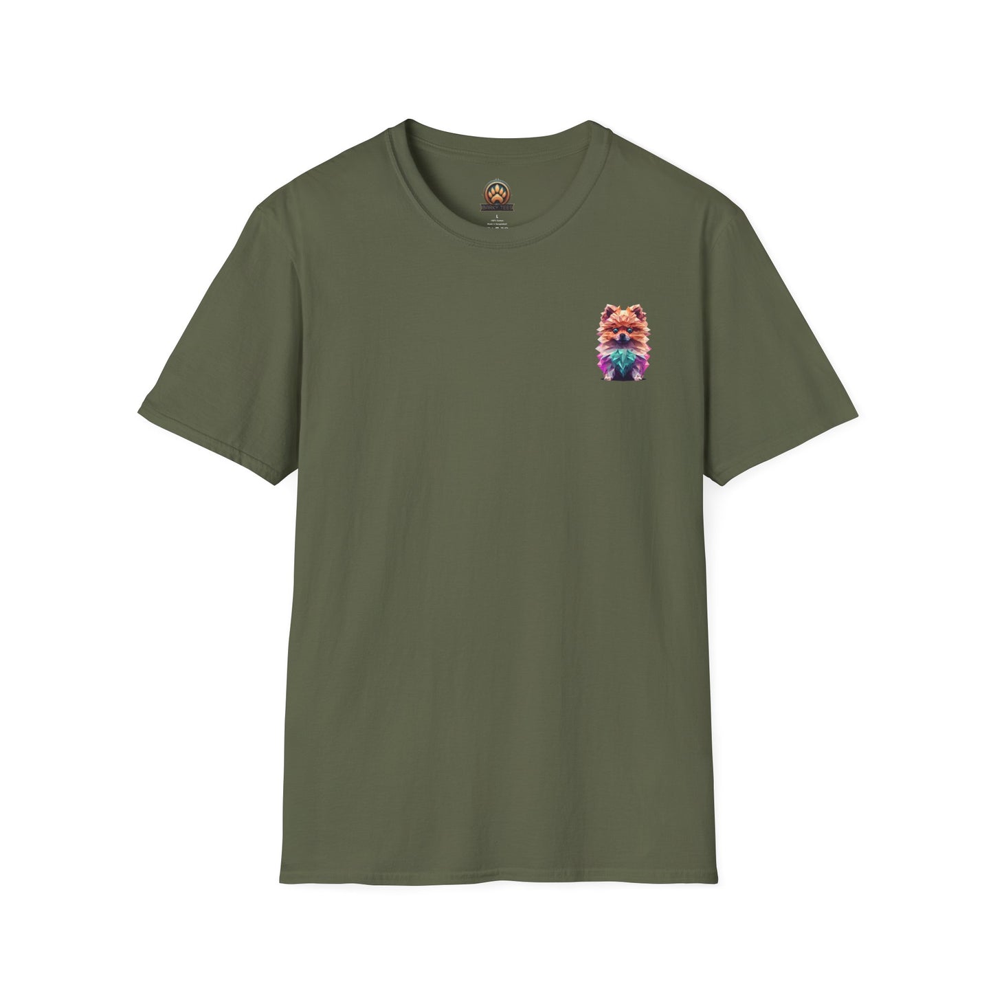 Polygon Pomeranian Dog T-Shirt - Pocket & Large Back Print