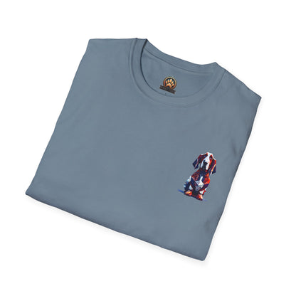 Polygon Style Pop Art Basset Hound T-Shirt - Pocket & Large Back Print