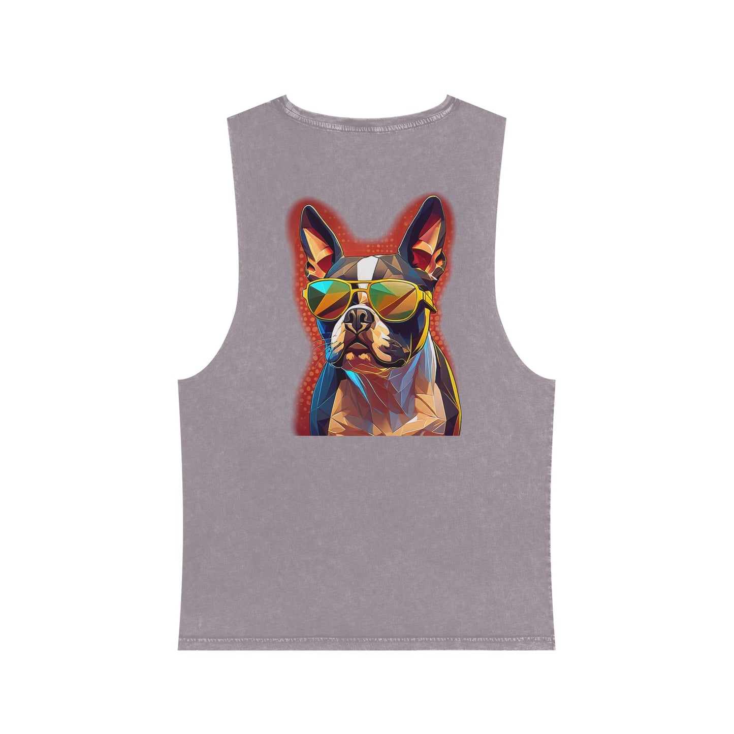 Shady Boston Terrier Stonewash Tank - Pocket & Large Back Print