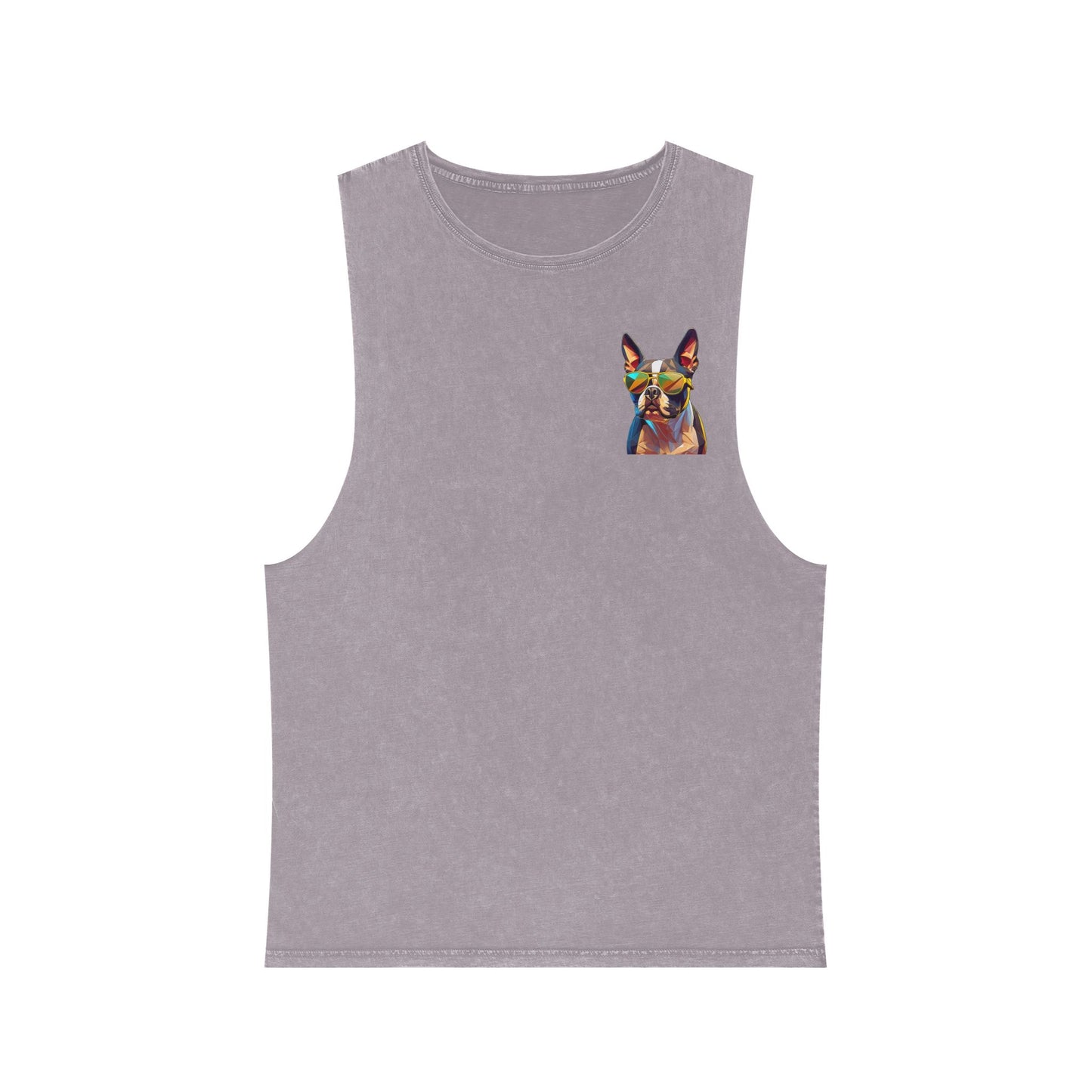 Shady Boston Terrier with sunglasses vibing Tank-Top - Pocket & Large Back Print