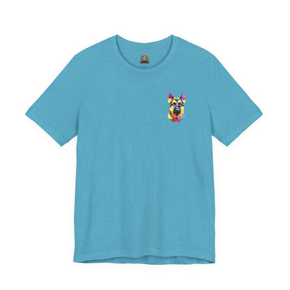 Polygon Style Pop Art German Shepherd Dog T-Shirt - Pocket & Large Back Print