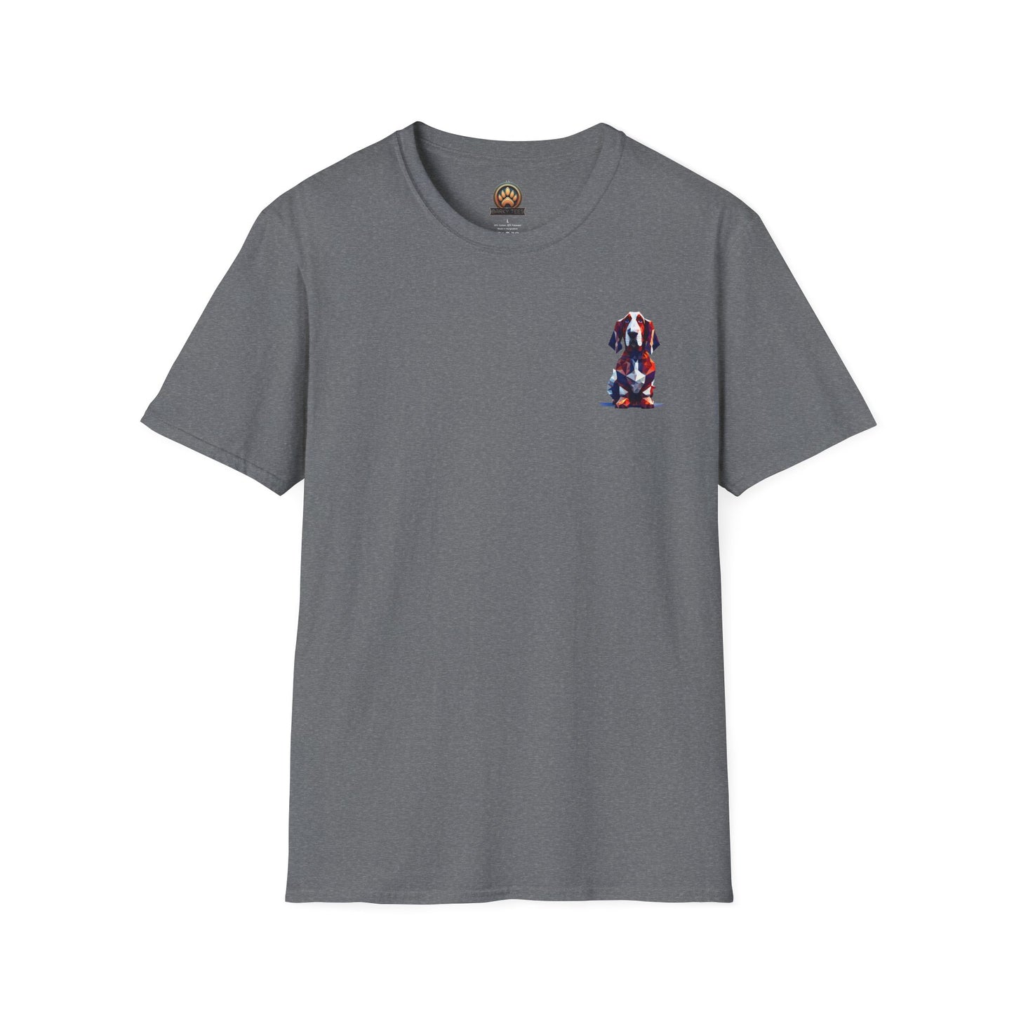 Polygon Style Pop Art Basset Hound T-Shirt - Pocket & Large Back Print