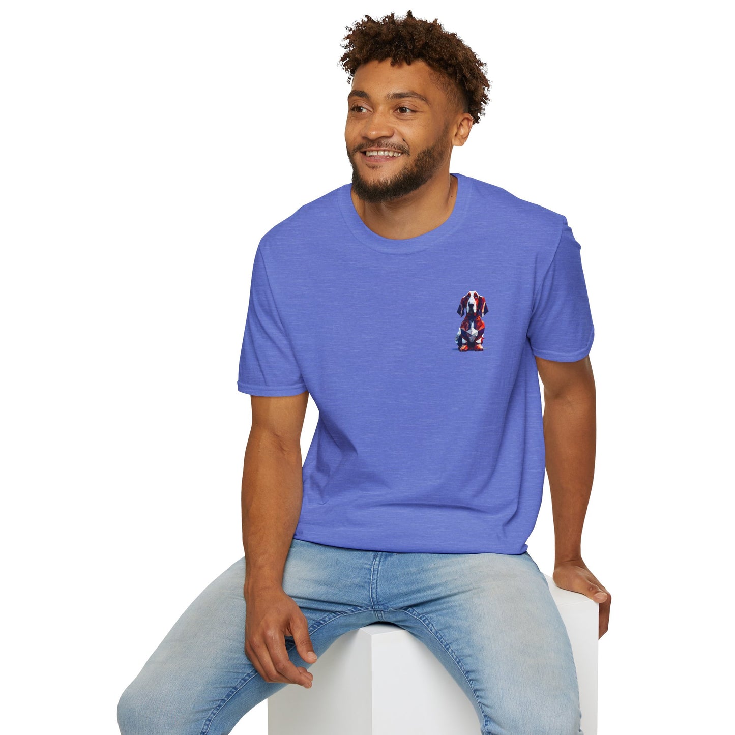 Polygon Style Pop Art Basset Hound T-Shirt - Pocket & Large Back Print