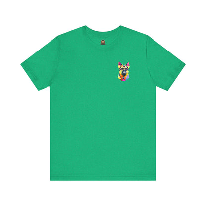 Polygon Style Pop Art German Shepherd Dog T-Shirt - Pocket & Large Back Print