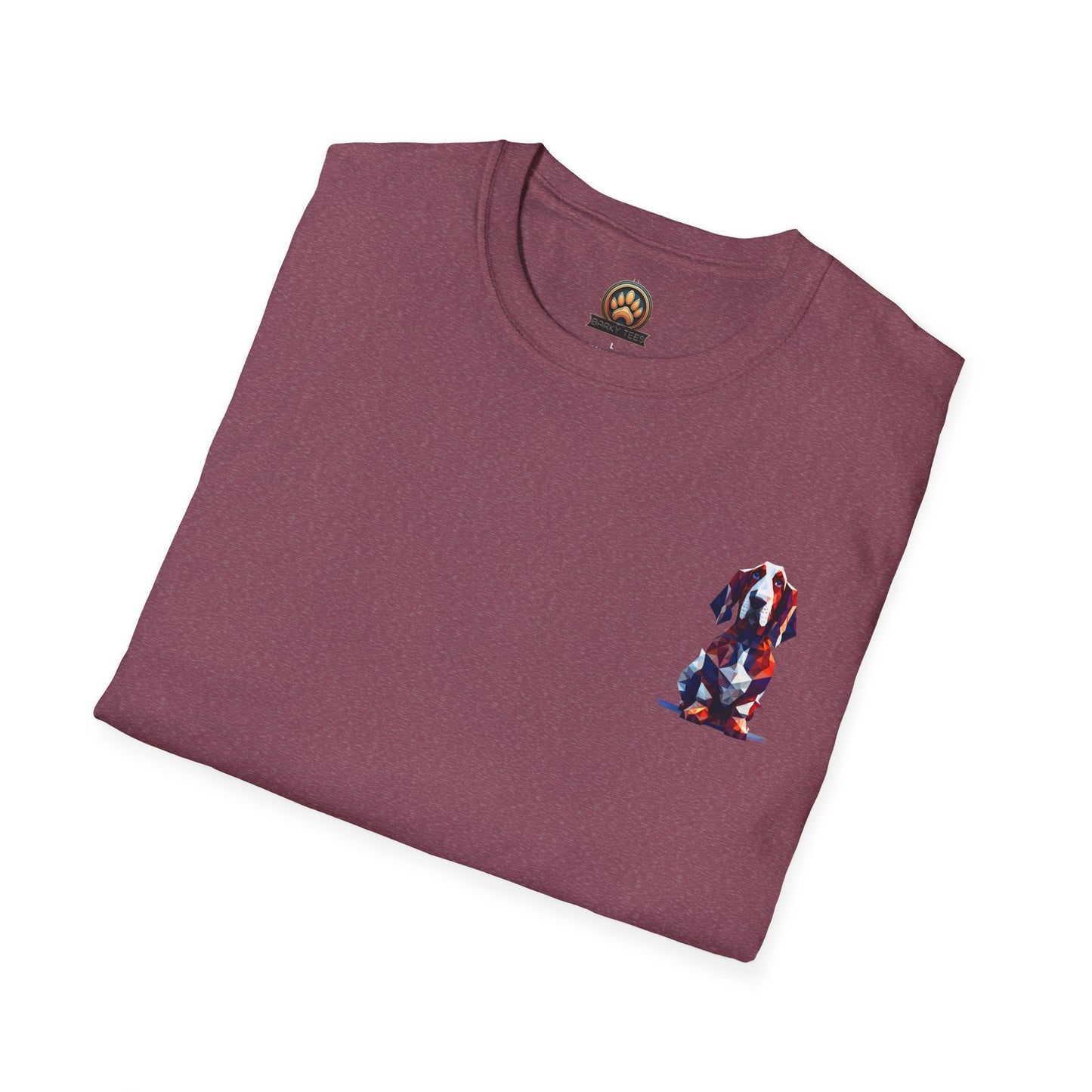 Polygon Style Pop Art Basset Hound T-Shirt - Pocket & Large Back Print