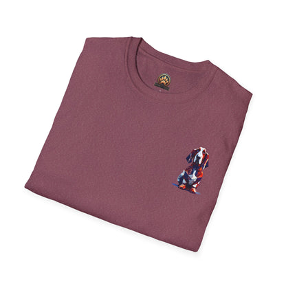 Polygon Style Pop Art Basset Hound T-Shirt - Pocket & Large Back Print