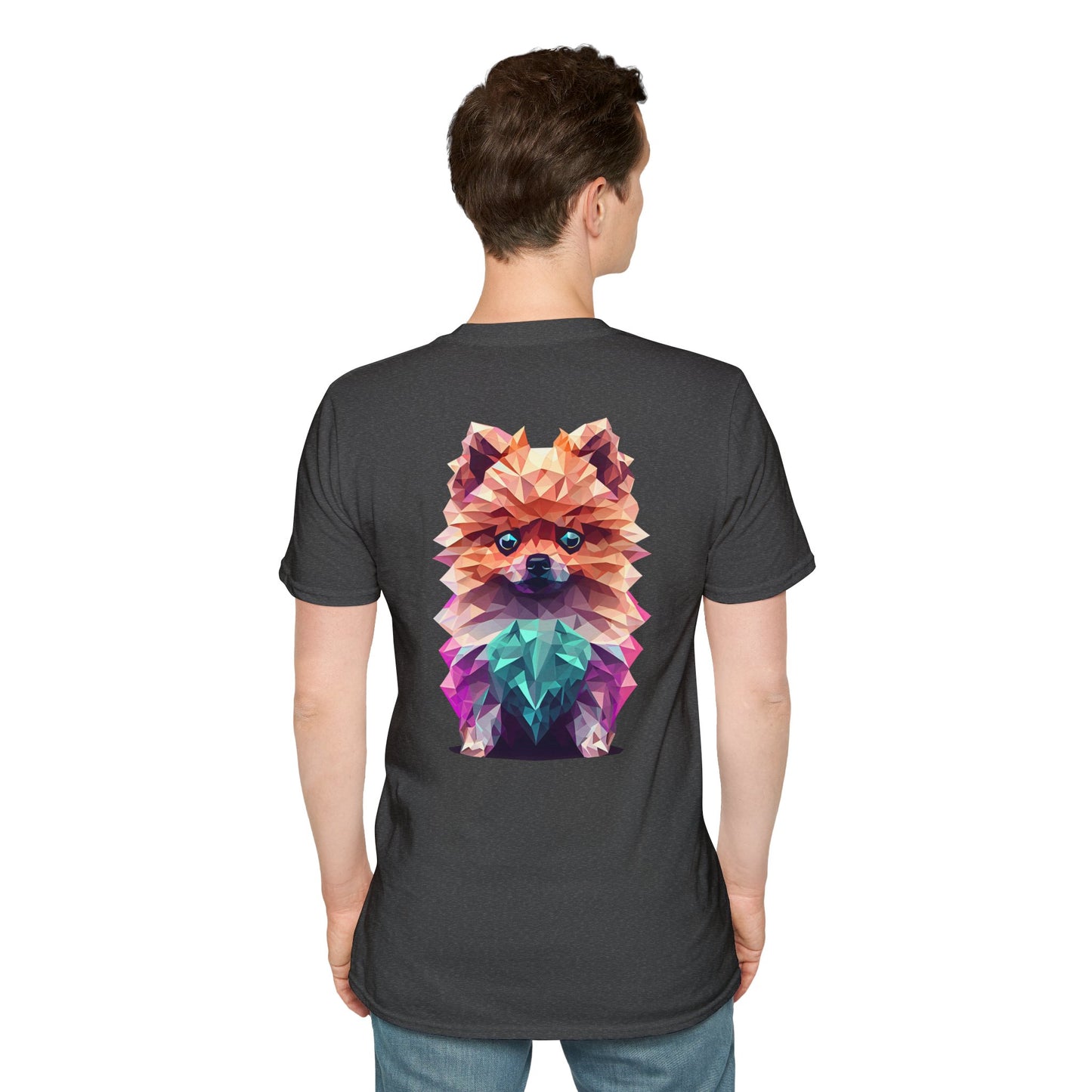 Polygon Pomeranian Dog T-Shirt - Pocket & Large Back Print