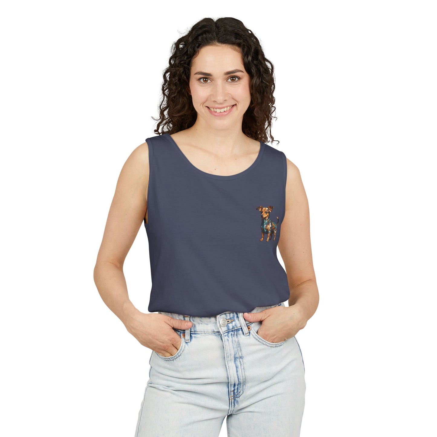Polygon Style Pop Art Chiweenie Dog Dyed Tank Top - Pocket & Large Back Print
