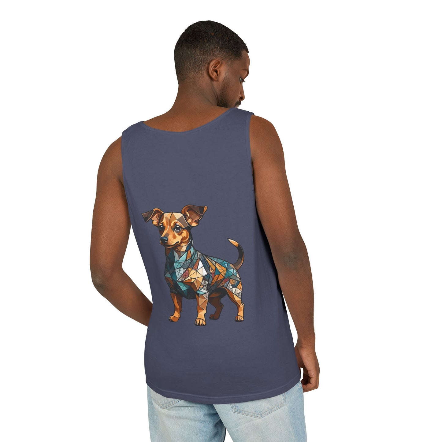 Polygon Style Pop Art Chiweenie Dog Dyed Tank Top - Pocket & Large Back Print