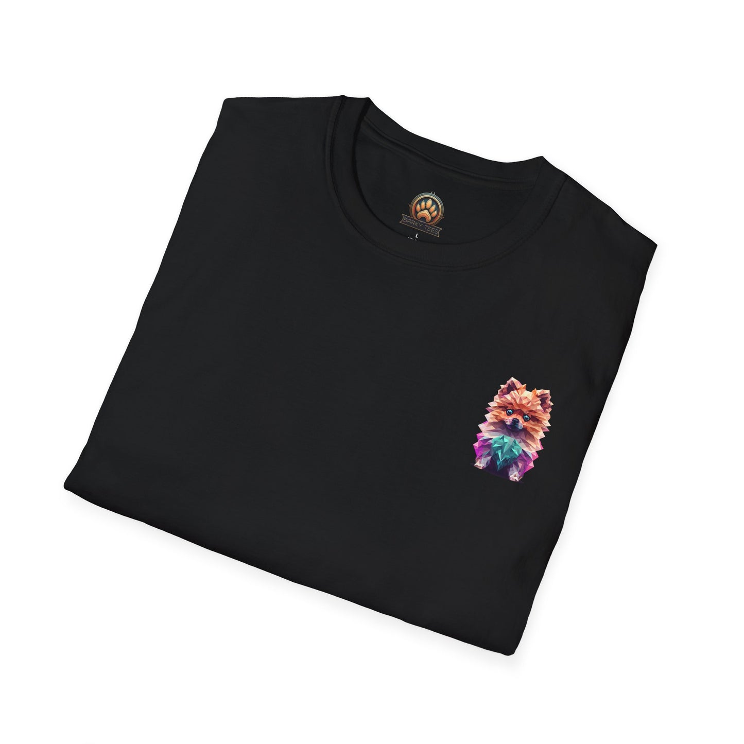 Polygon Pomeranian Dog T-Shirt - Pocket & Large Back Print