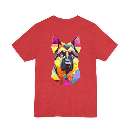 Polygon Style Pop Art German Shepherd Dog T-Shirt - Pocket & Large Back Print