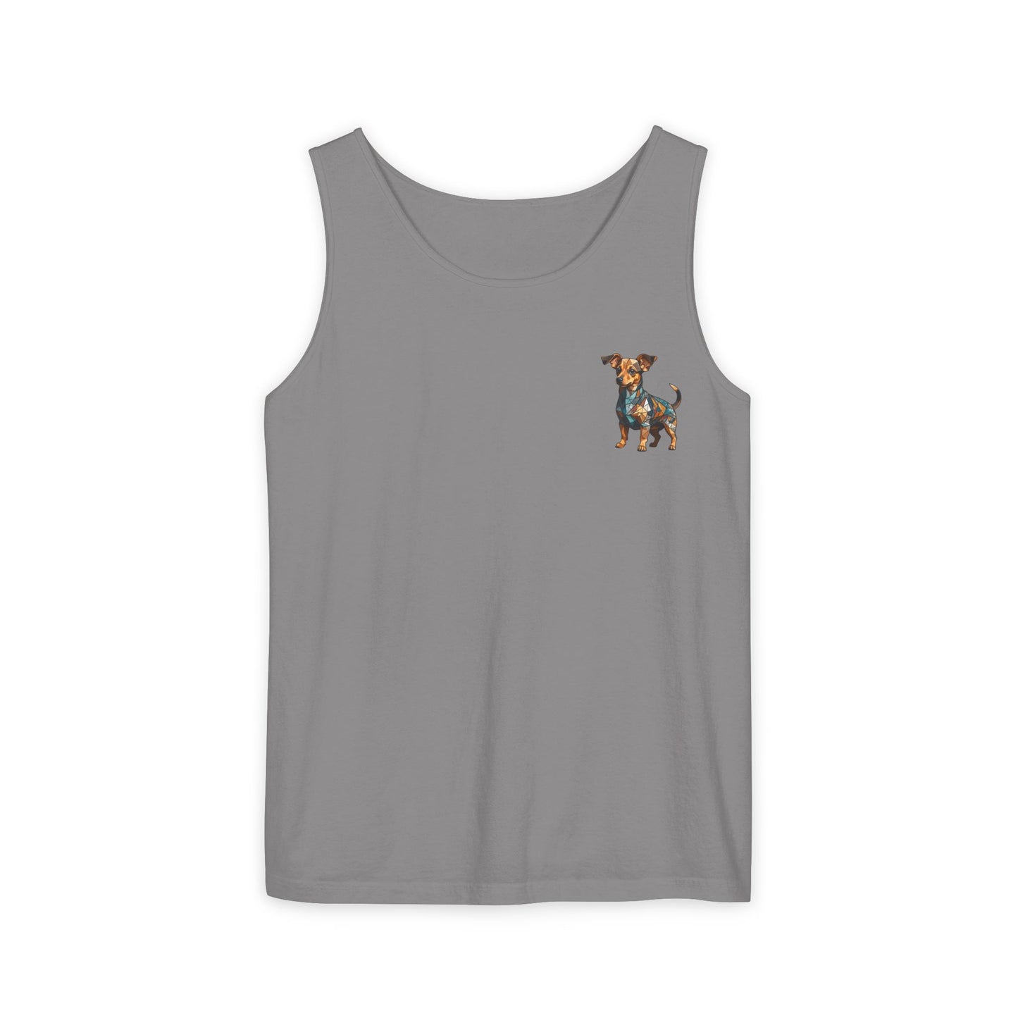 Polygon Style Pop Art Chiweenie Dog Dyed Tank Top - Pocket & Large Back Print