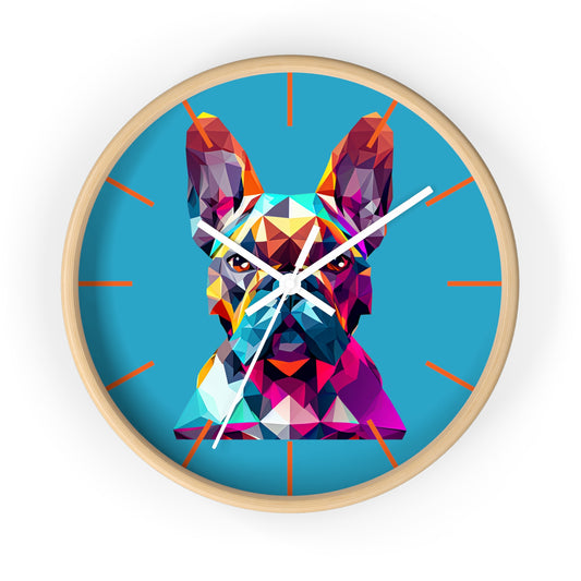 Colorful Polygon French Bulldog Wall Clock