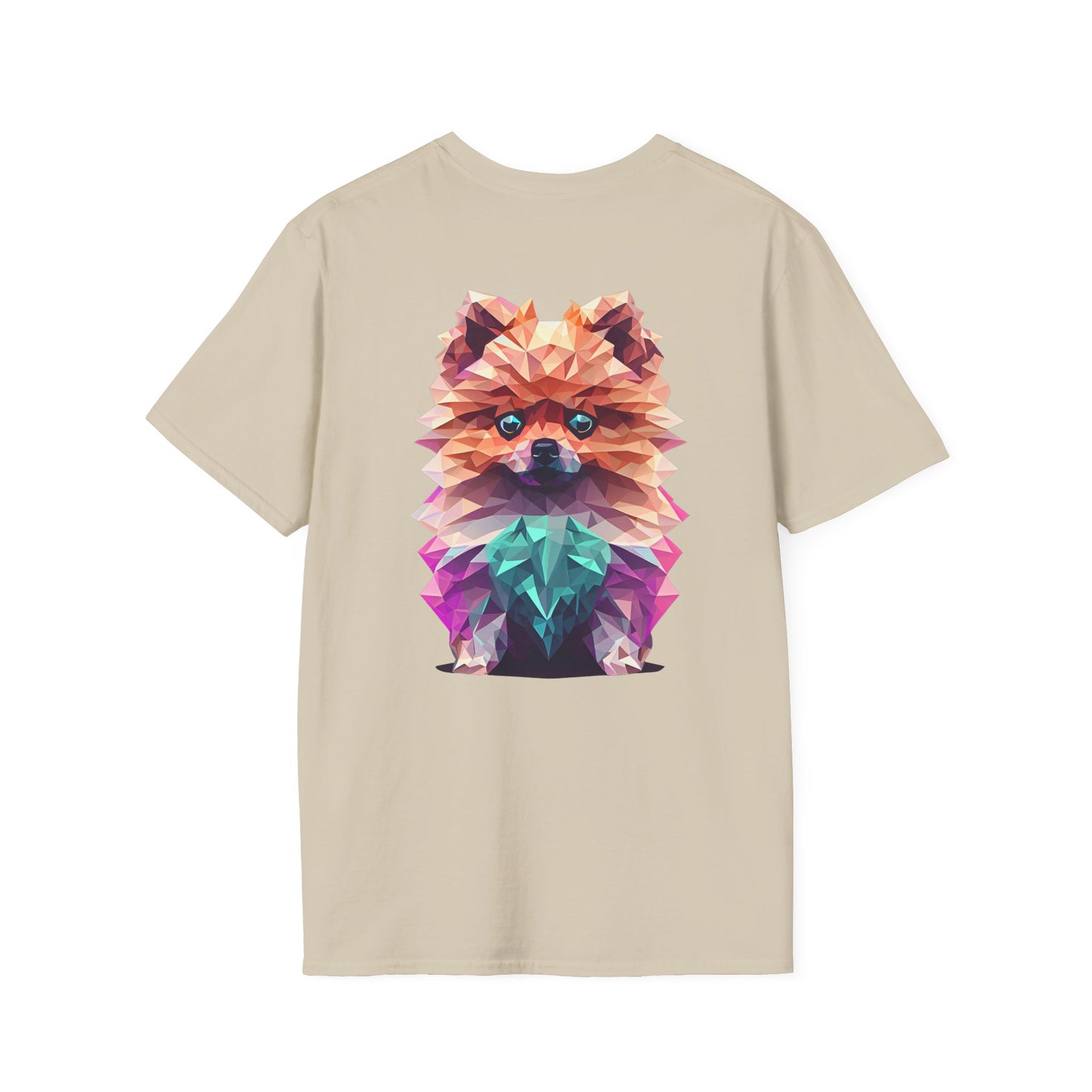 Polygon Pomeranian Dog T-Shirt - Pocket & Large Back Print