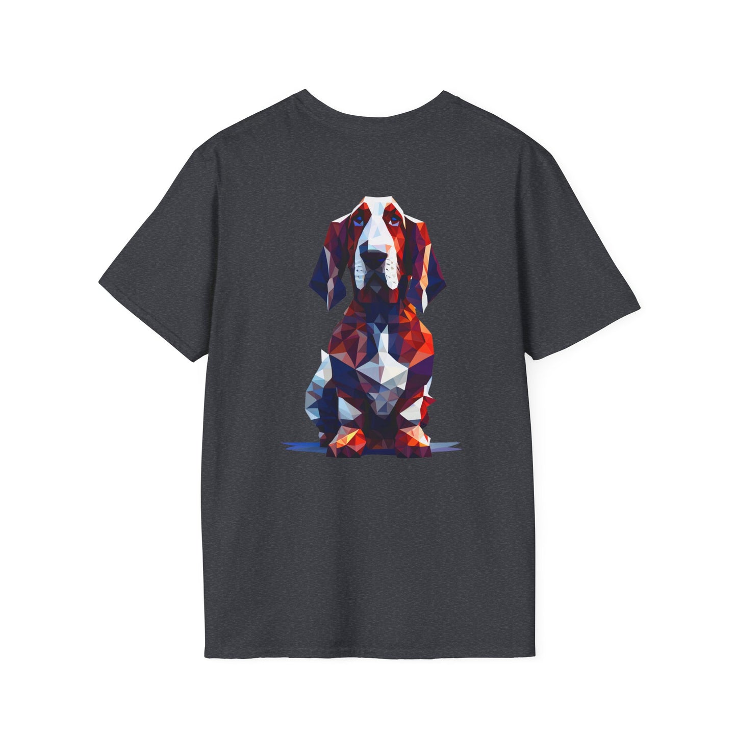Polygon Style Pop Art Basset Hound T-Shirt - Pocket & Large Back Print