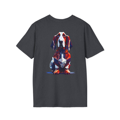 Polygon Style Pop Art Basset Hound T-Shirt - Pocket & Large Back Print