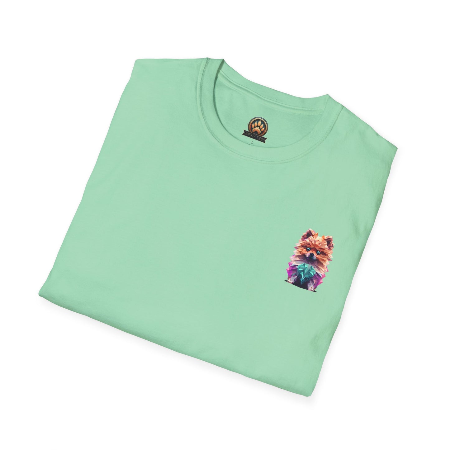 Polygon Pomeranian Dog T-Shirt - Pocket & Large Back Print