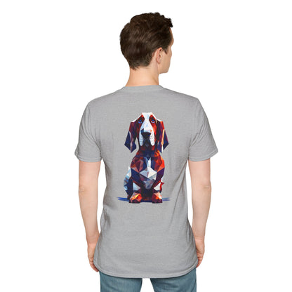 Polygon Style Pop Art Basset Hound T-Shirt - Pocket & Large Back Print