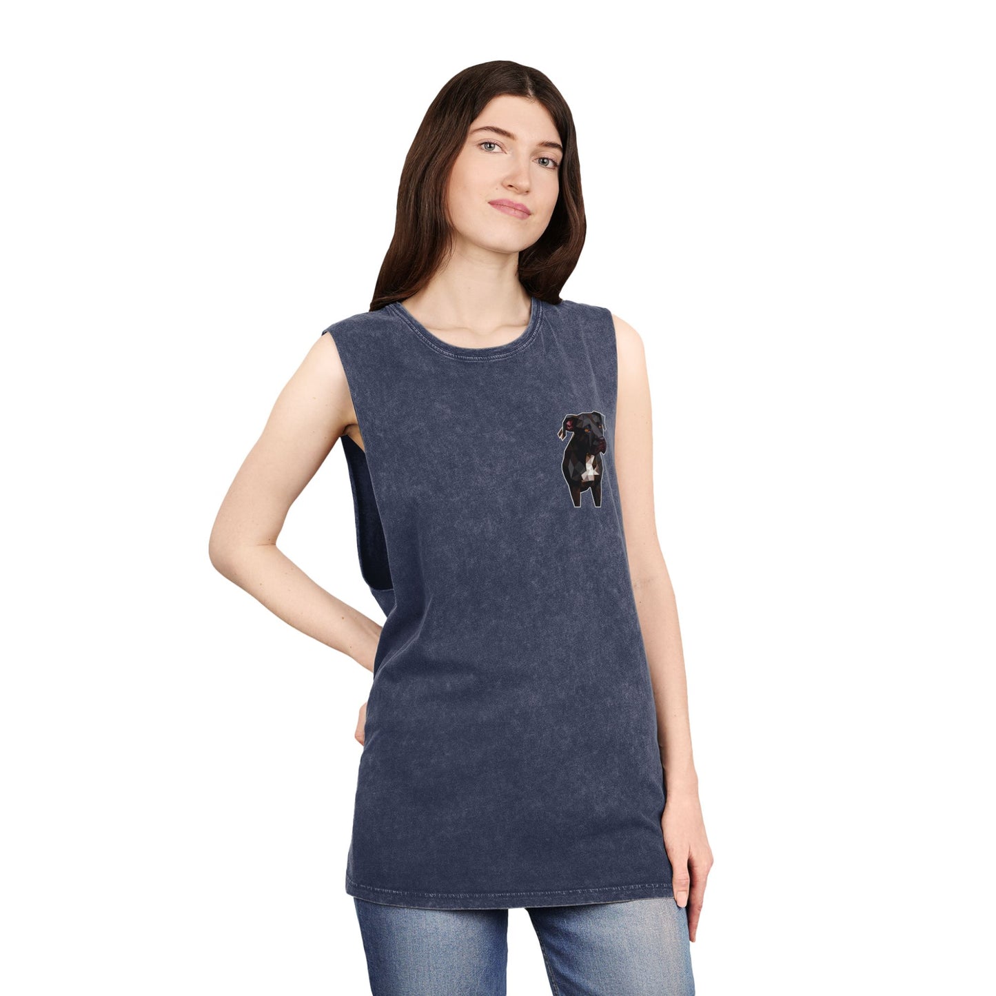 Polygon Pitbull Stonewash Tank - Pocket & Large Back Print