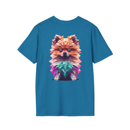 Polygon Pomeranian Dog T-Shirt - Pocket & Large Back Print