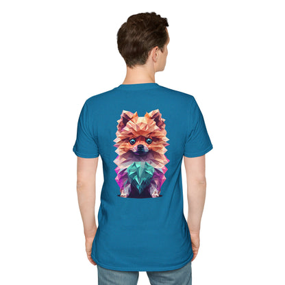 Polygon Pomeranian Dog T-Shirt - Pocket & Large Back Print