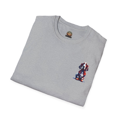 Polygon Style Pop Art Basset Hound T-Shirt - Pocket & Large Back Print
