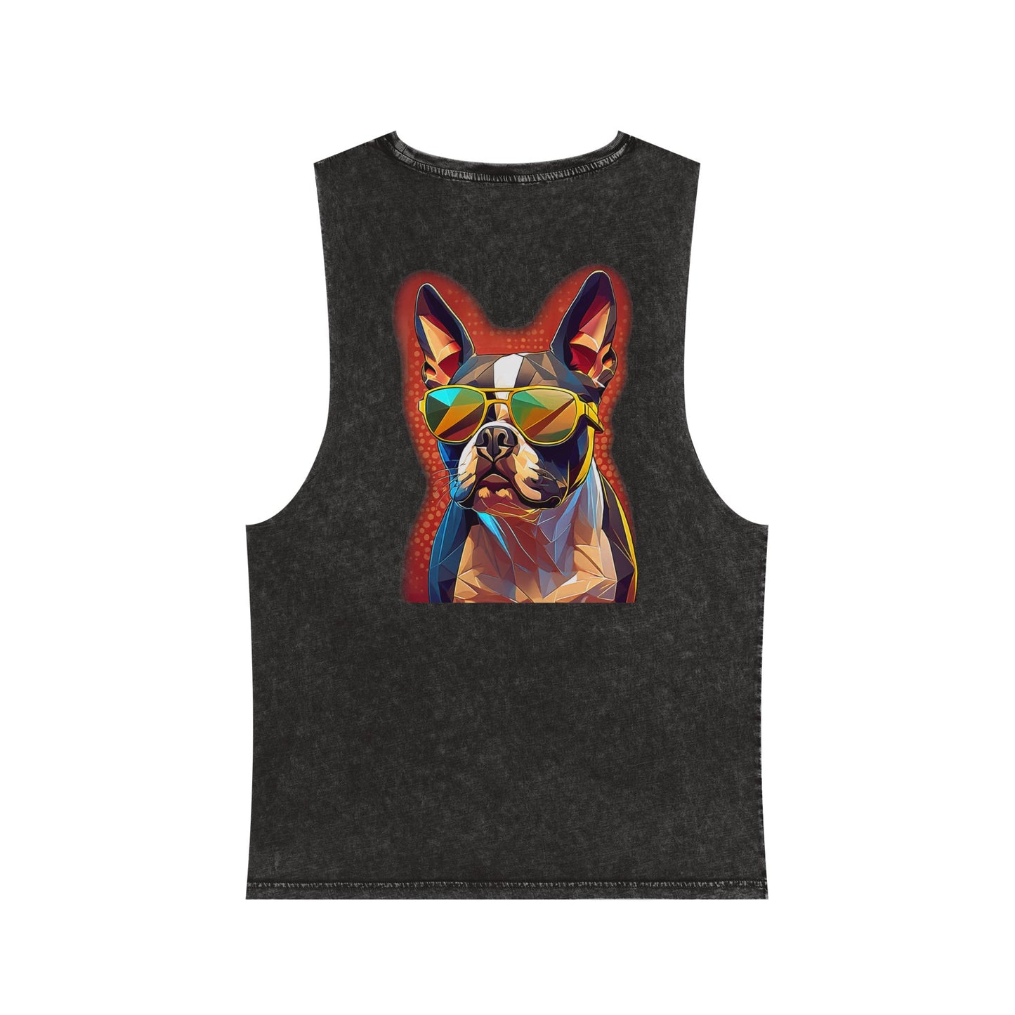 Shady Boston Terrier Stonewash Tank - Pocket & Large Back Print