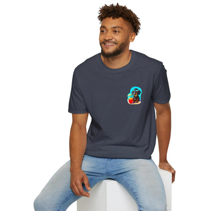 Bitcoin Dachshund Chillin Poolside T-Shirt - Pocket & Large Back Print