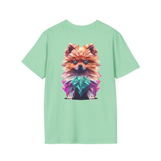 Polygon Pomeranian Dog T-Shirt - Pocket & Large Back Print