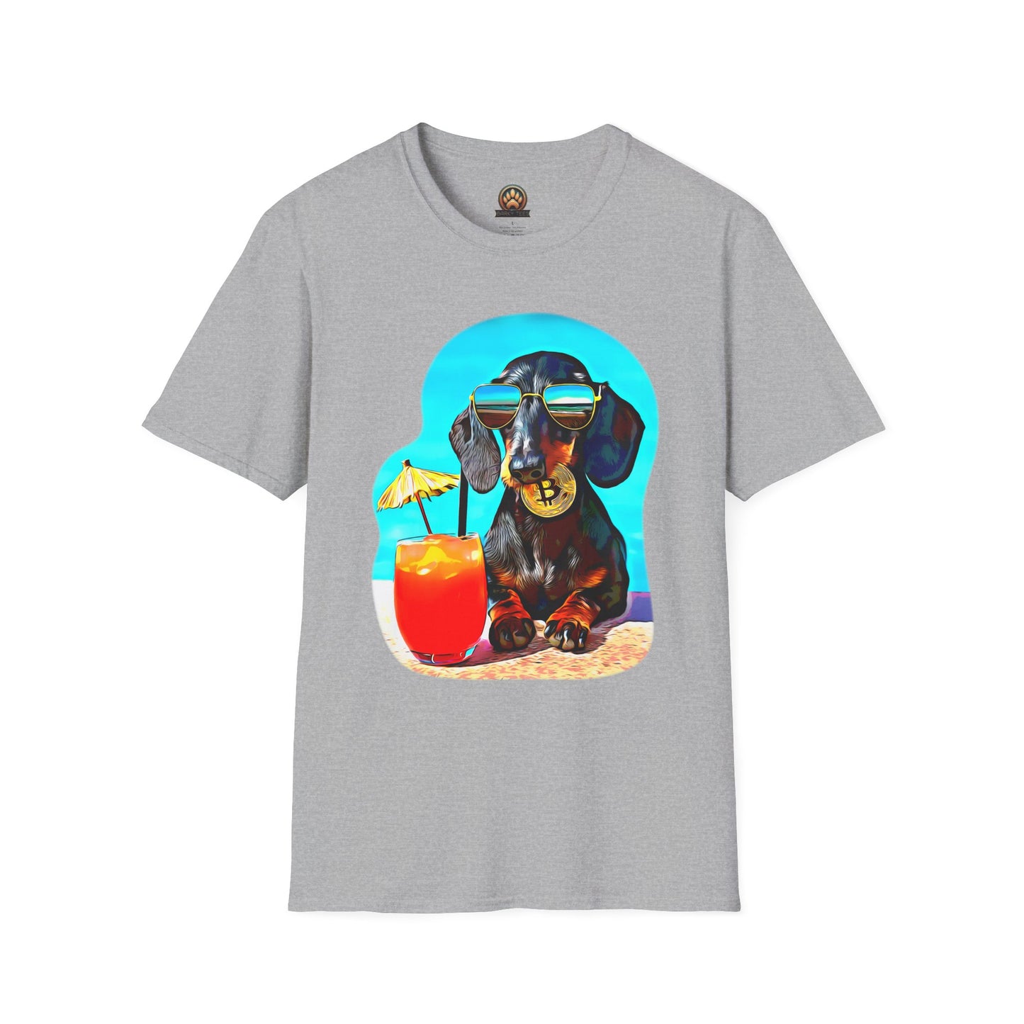 Bitcoin Dachshund Tee - Large Front Print