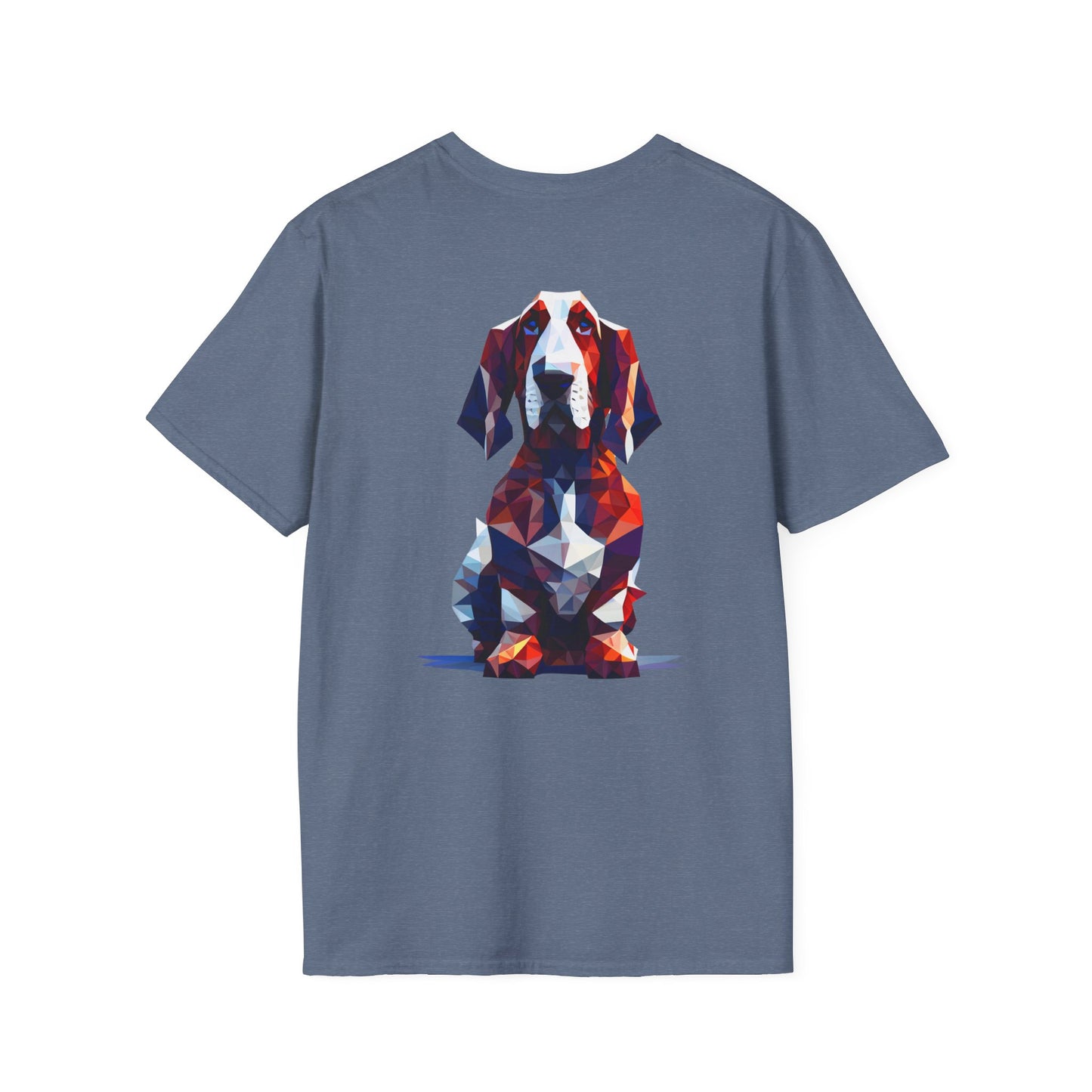 Polygon Style Pop Art Basset Hound T-Shirt - Pocket & Large Back Print