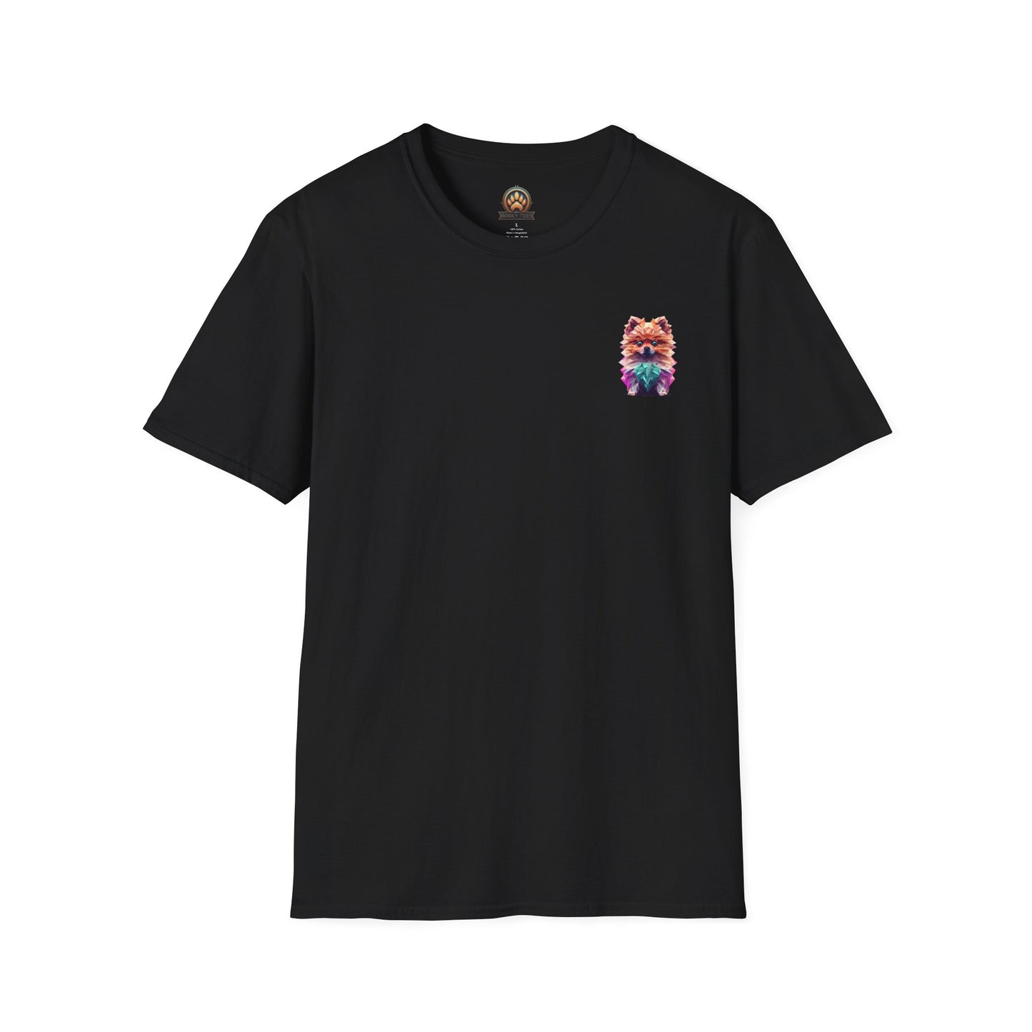 Polygon Pomeranian Dog T-Shirt - Pocket & Large Back Print