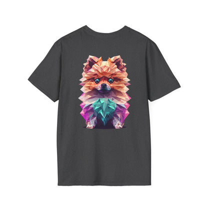 Polygon Pomeranian Dog T-Shirt - Pocket & Large Back Print