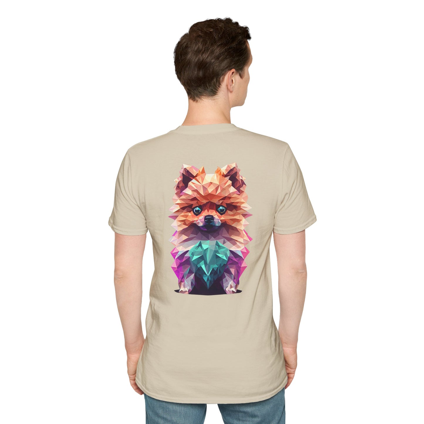 Polygon Pomeranian Dog T-Shirt - Pocket & Large Back Print