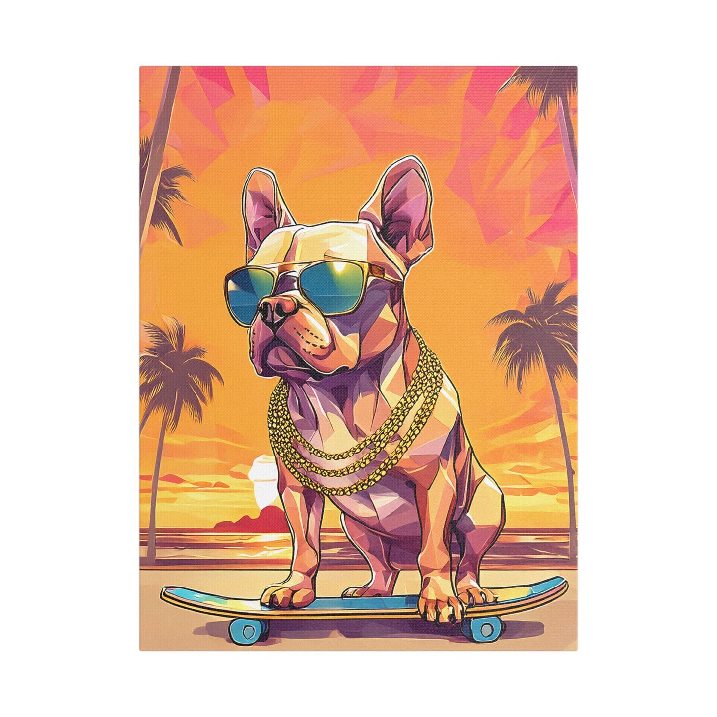 Polygon Style French Bull Dog Skater Canvas