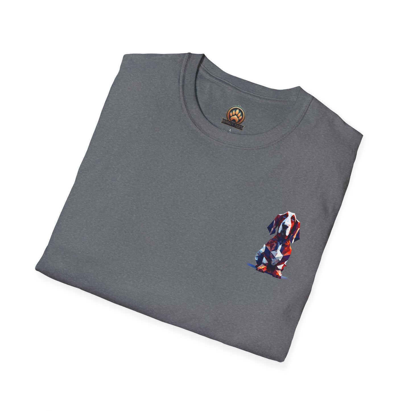 Polygon Style Pop Art Basset Hound T-Shirt - Pocket & Large Back Print